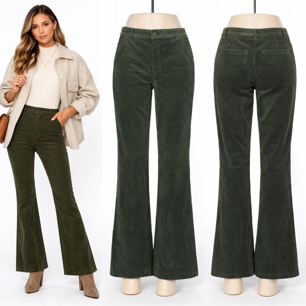 477 Brooks Brothers | NWOT Women’s Olive Green Corduroy Flare Pants (Size 2)